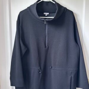 T by TALBOTS 1X Tunic length silky feel sweatshirt POPOVER style pockets